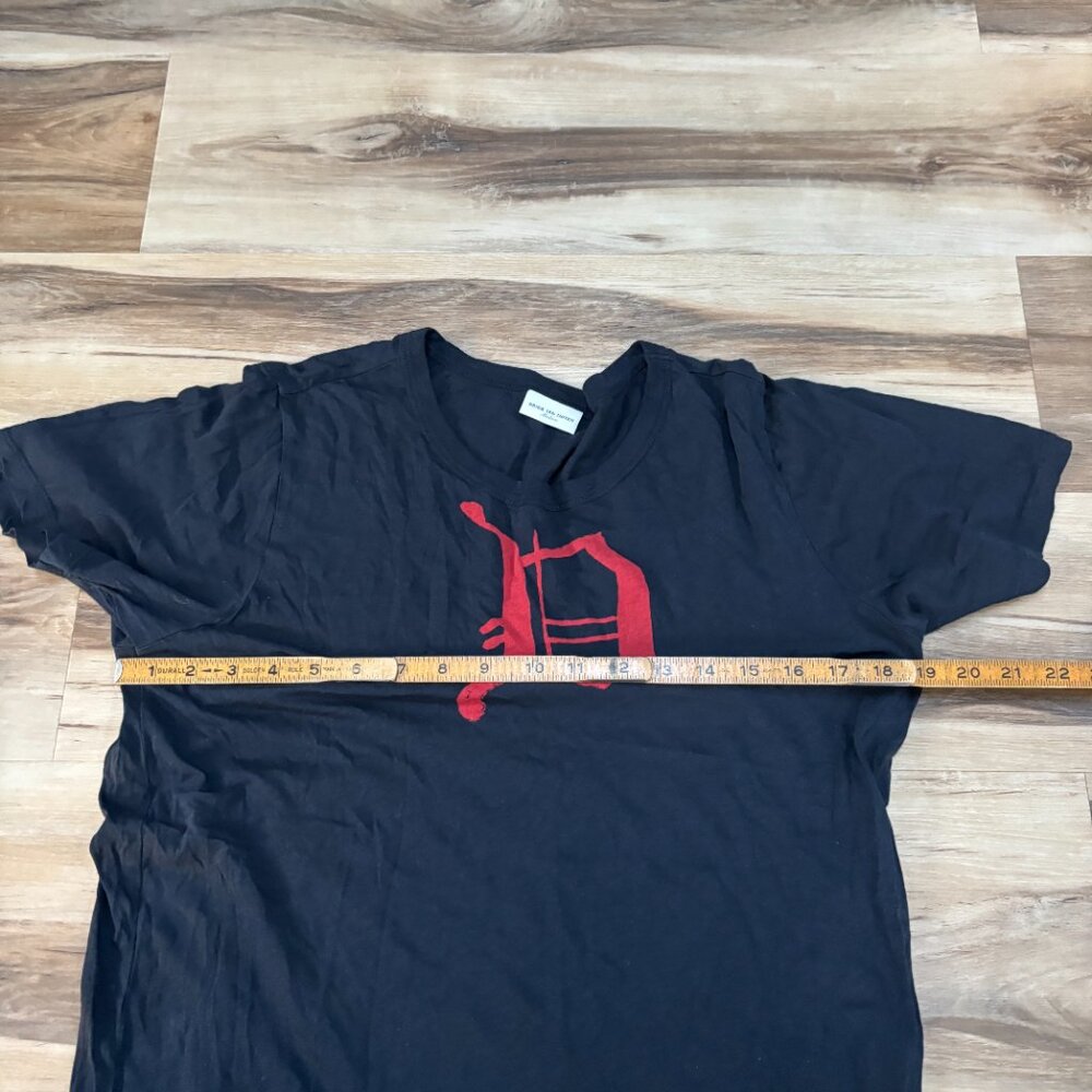 Dries Van Noten T Shirt Red D Graphic Black Cotton Tee - Picture 6 of 9